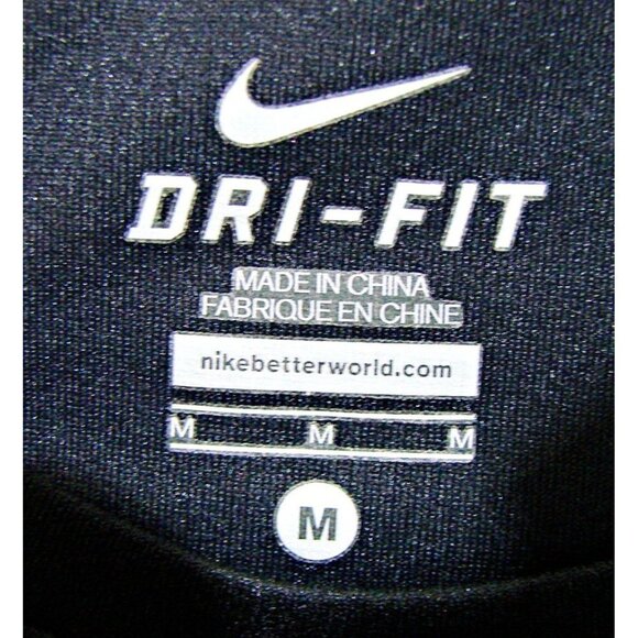 Mens Nike Running Dri FIT Shirt Black with Neon Yellow Reflectors Poly Mesh Sz M - Picture 6 of 11